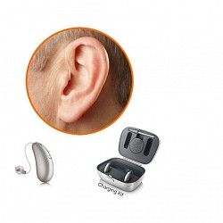 Rechargeable RIC Hearing Aid starts from 45500/-  10 channels, AutoSense OS standard, Speech In noise, Environmental balance, wistel block, Auto acclimatization, Bluetooth, IP68 and more